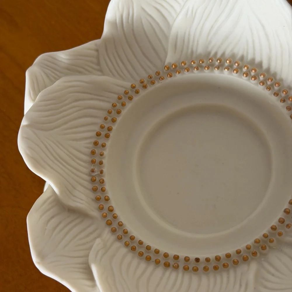 🕯️ PartyLite Vintage Magnolia Lotus Blossom Ivory Floral Candle Holder